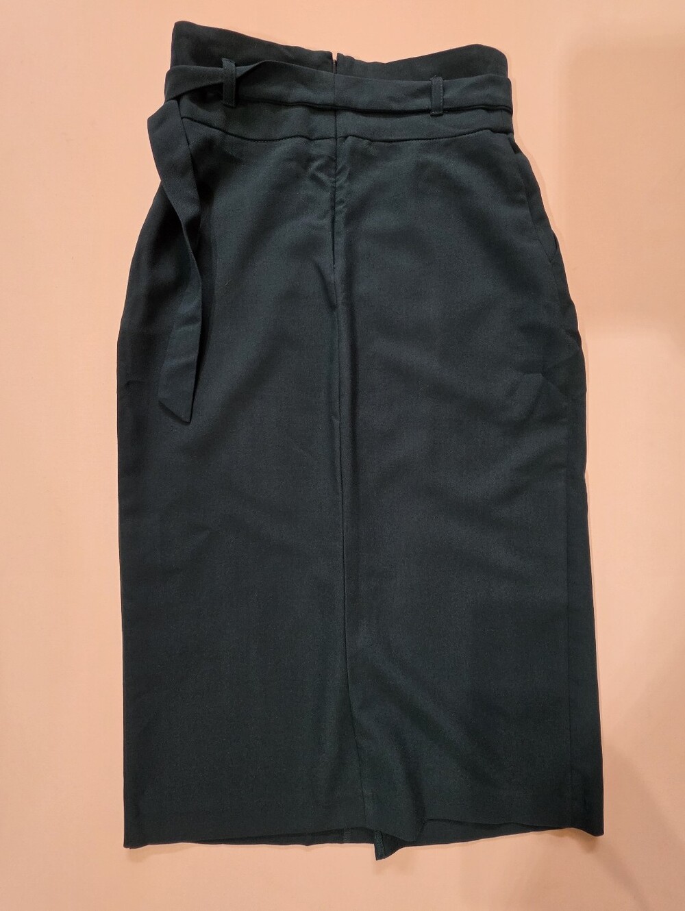Asos High Waist Midi Pencil Skirt Womens 0 Dark Green Belted Asymmetrical Wrap